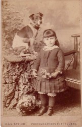 Cabinet card of Girl and Dog
