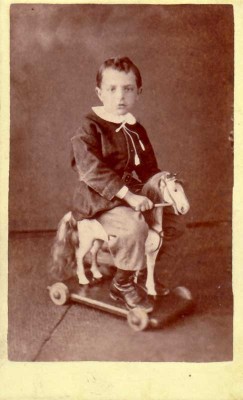 Boy on wheeled horse: Lundy, Waterloo