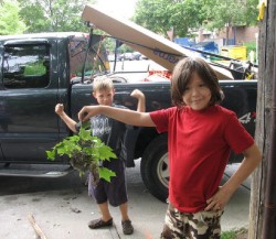 Dakota and Daniel and the wasp's nest