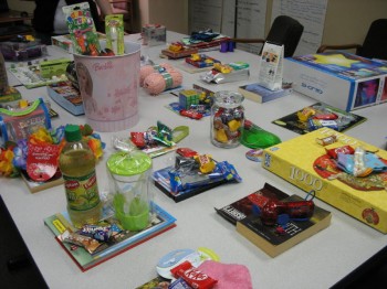 The boardroom table before the wrapping